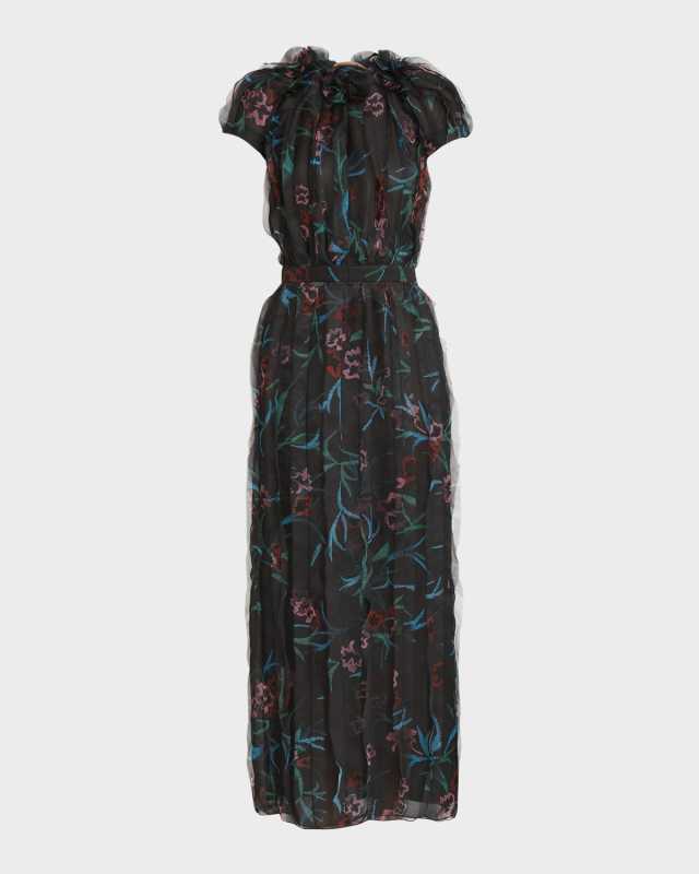 Floral Embroidered Organza Gown