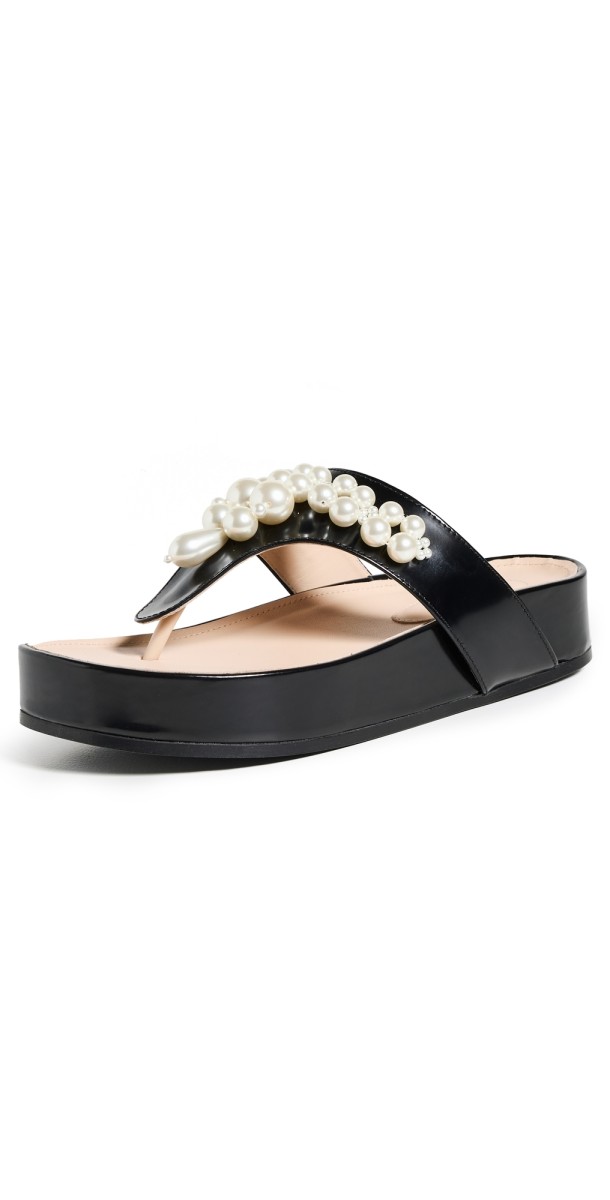 Simone Rocha Beaded Thong Sandals Black/Pearl