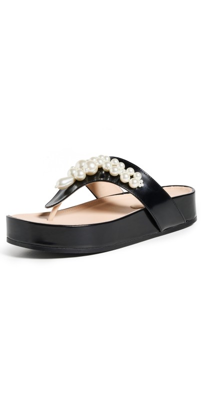 Simone Rocha Beaded Thong Sandals Black/Pearl