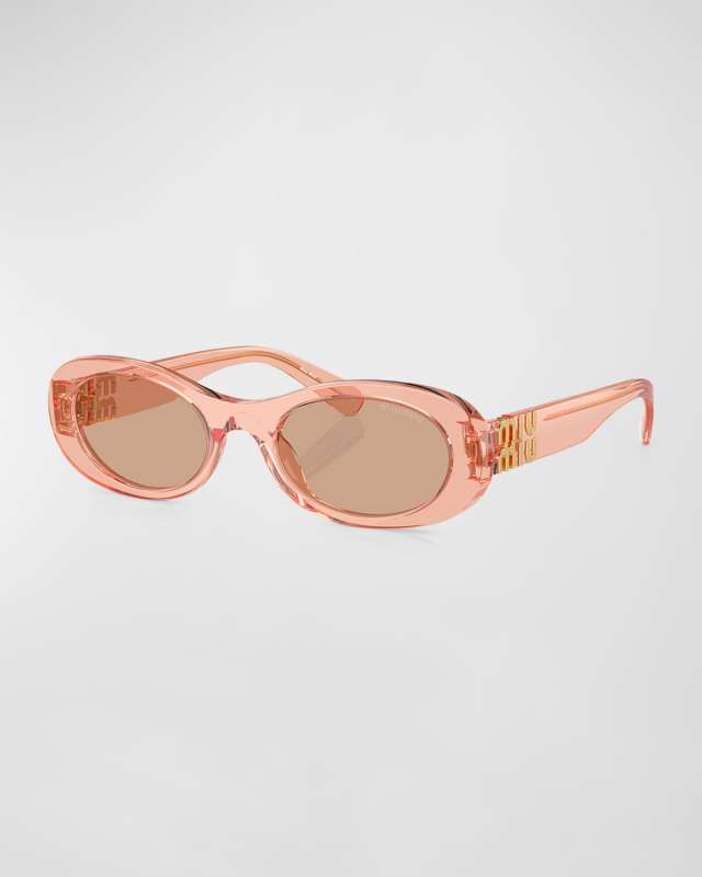 Logo Acetate Oval Sunglasses