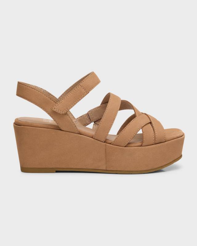 Mazy Suede Strappy Wedge Sandals