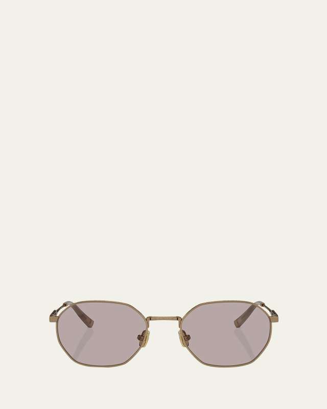 Polarized Titanium Geometric Round Sunglasses