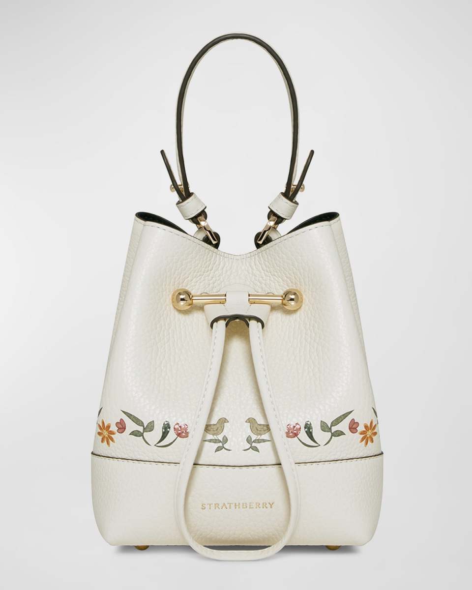 Lana Osette Floral Leather Bucket Bag