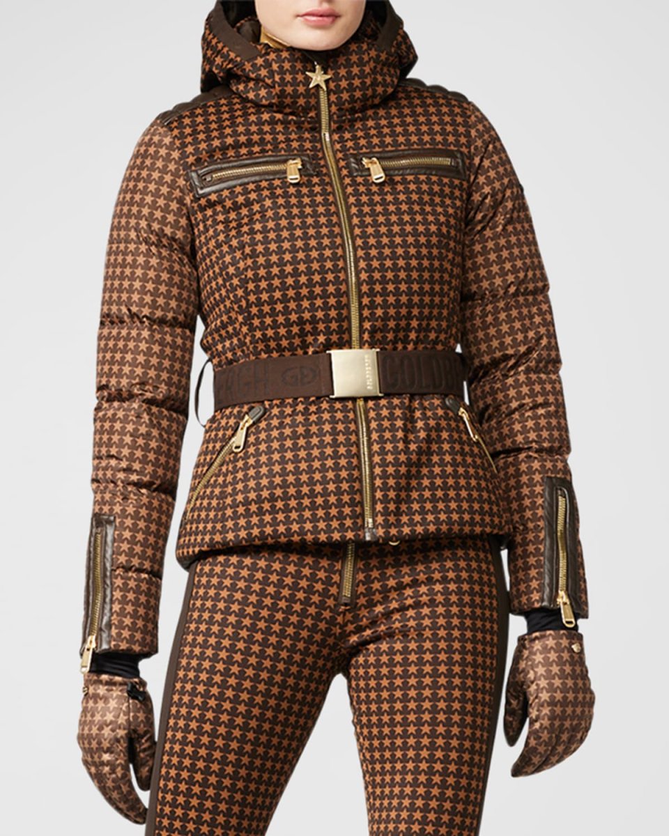 Galaxy Star Print Belted Ski Jacket