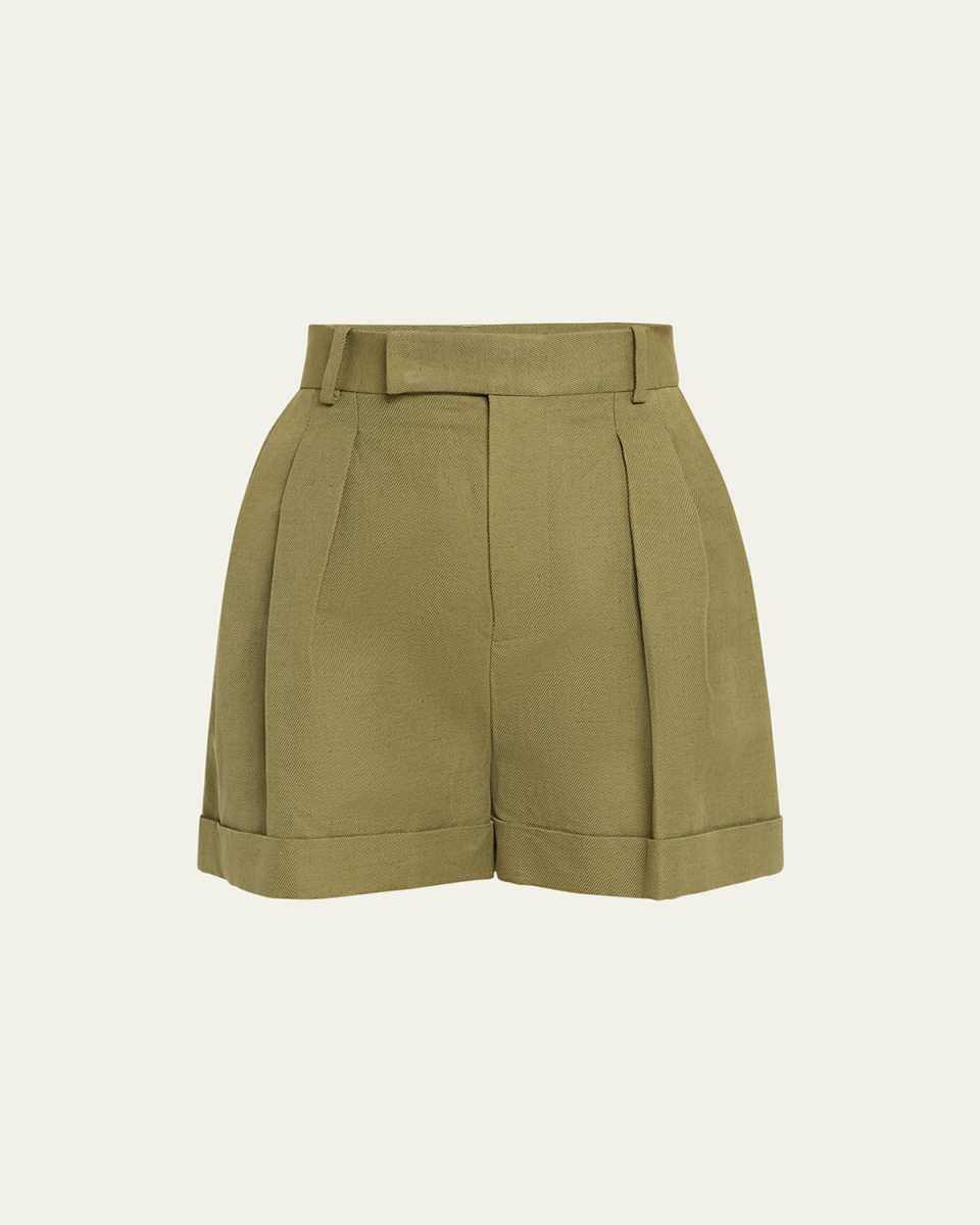 Pleated Wide-Cuff Shorts