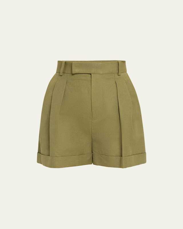 Pleated Wide-Cuff Shorts