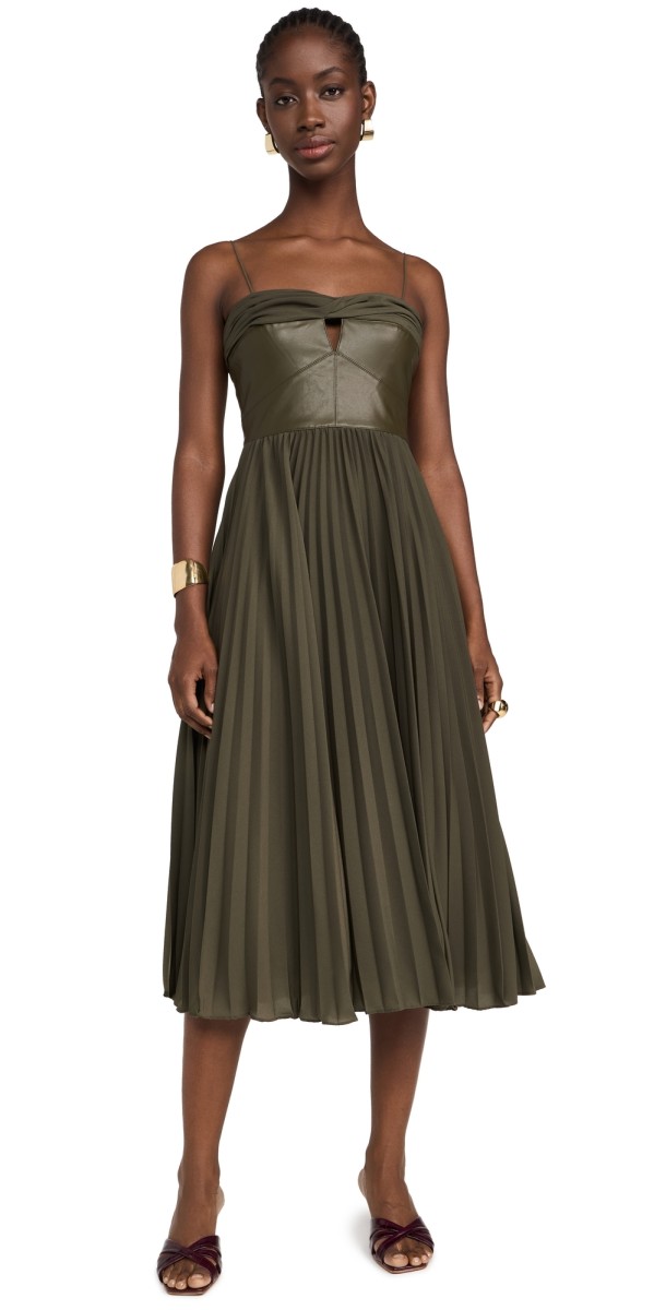 AMUR Linda Faux Leather Combo Dress Kalamata