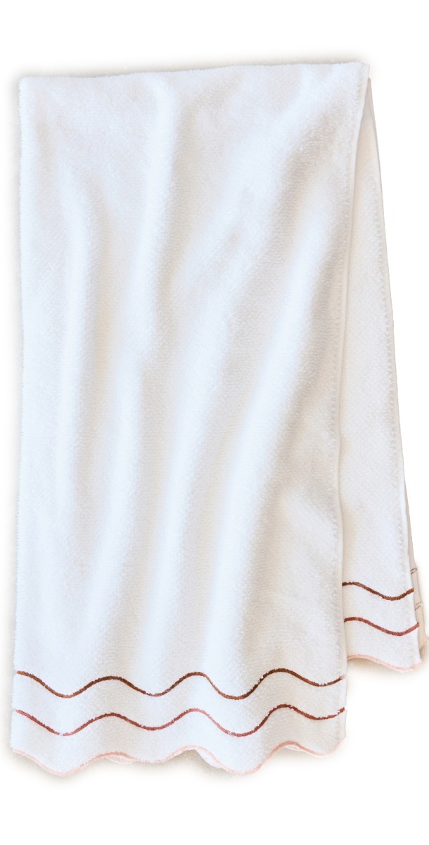 Kassatex Shopbop x Kassatex Scalloped Bath Towel Set of 2 White/Terracotta