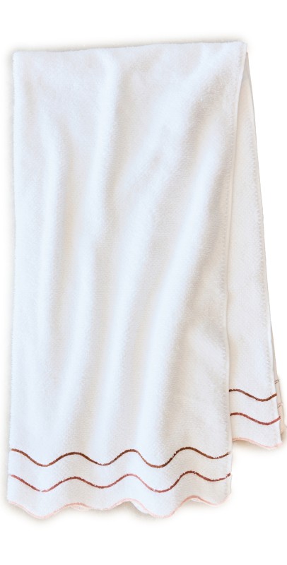 Kassatex Shopbop x Kassatex Scalloped Bath Towel Set of 2 White/Terracotta