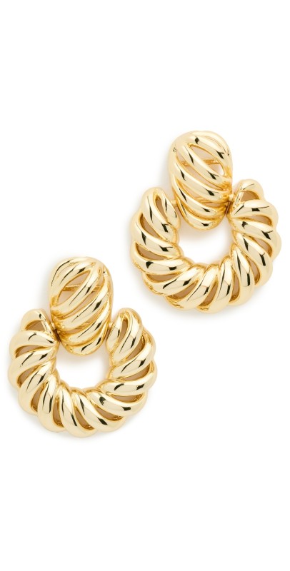 By Adina Eden Solid Rope Drop Stud Earrings Gold
