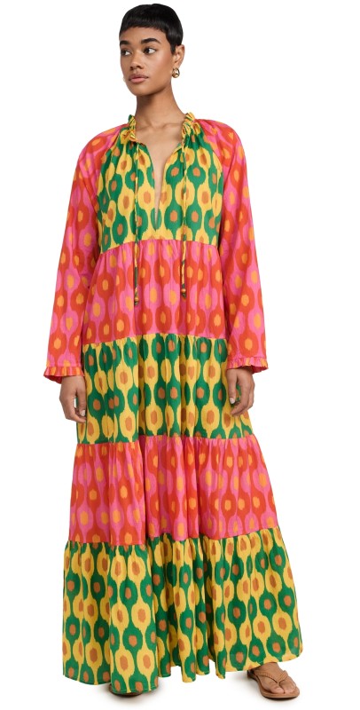 RHODE Cosima Dress Pink/Yellow Palladio Ikat Clrb