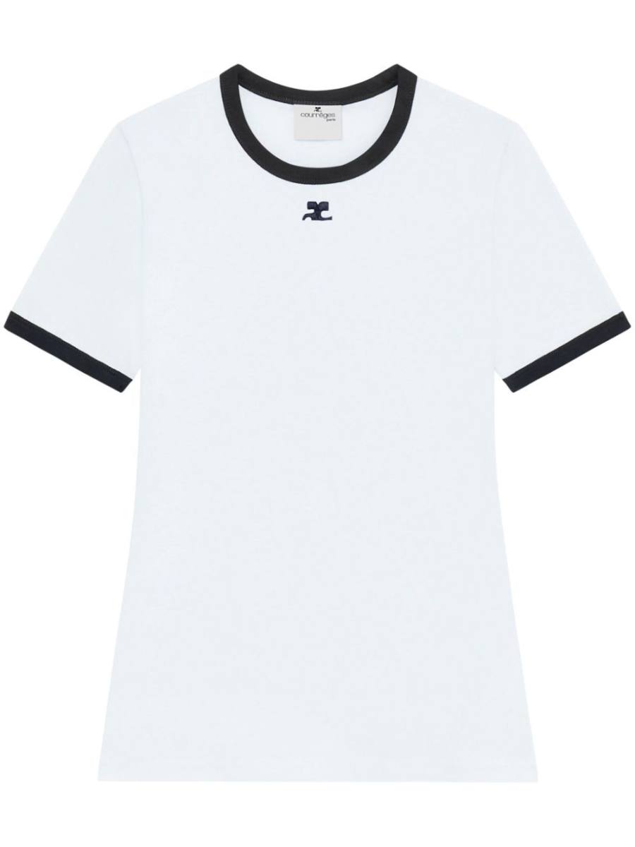 contrasting-trim cotton T-shirt
