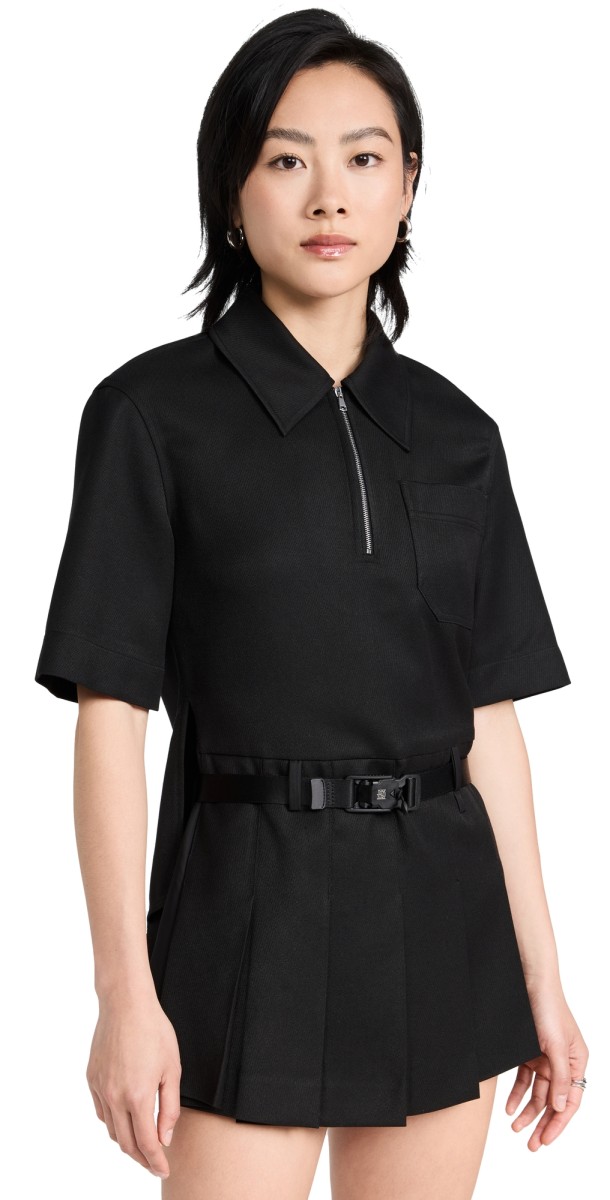 GOEN. J Double Layer Pleatedhirt Mini dress Black