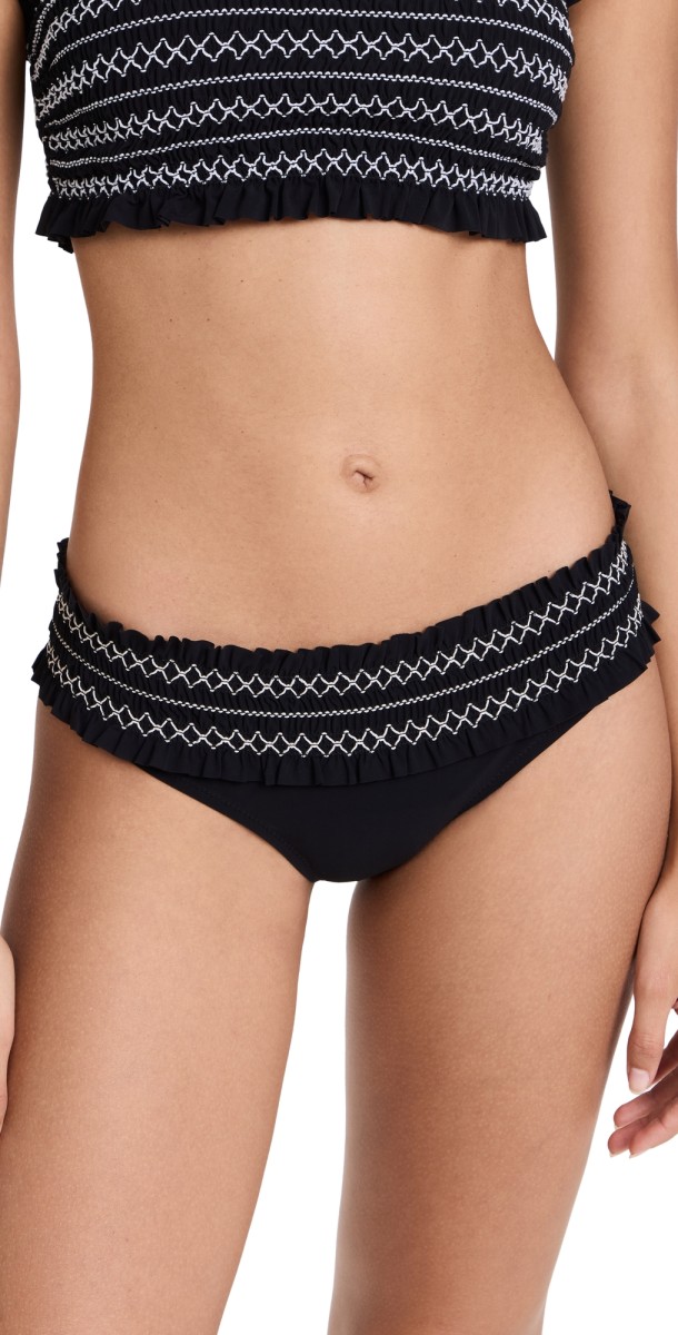 Tory Burch Costa Hipster Bikini Bottoms Black/New Ivory