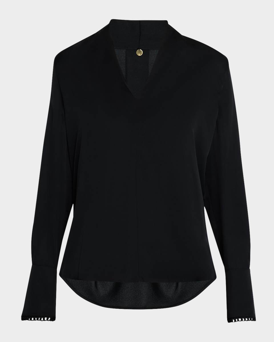 Verily Braided-Trim Silk Blouse