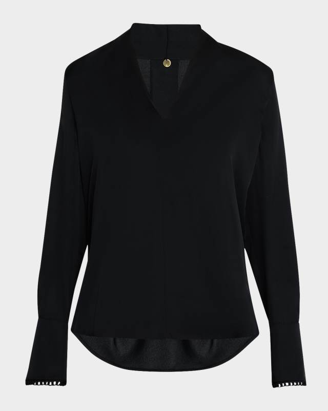 Verily Braided-Trim Silk Blouse