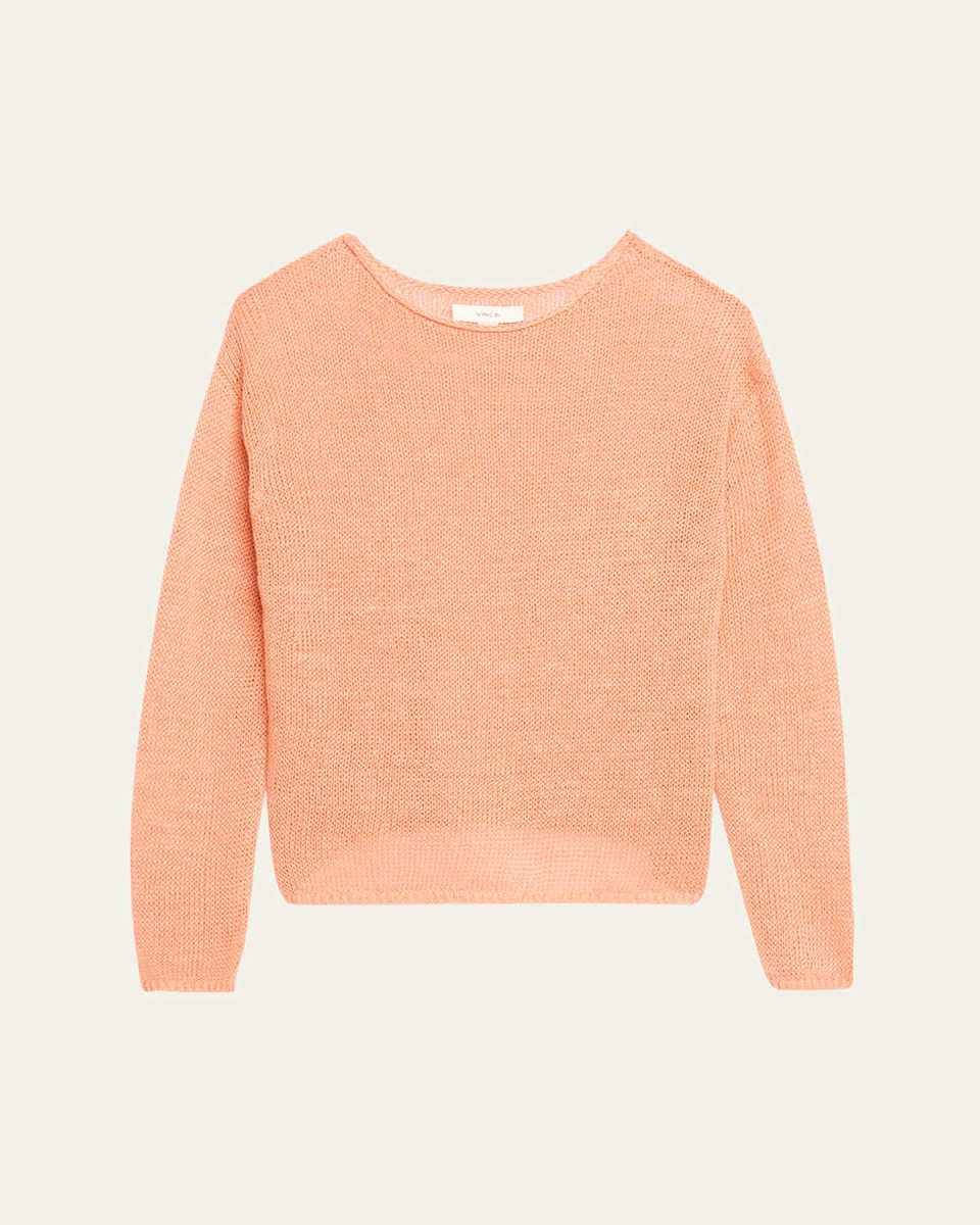 Linen Cord Drop-Shoulder Crewneck Top