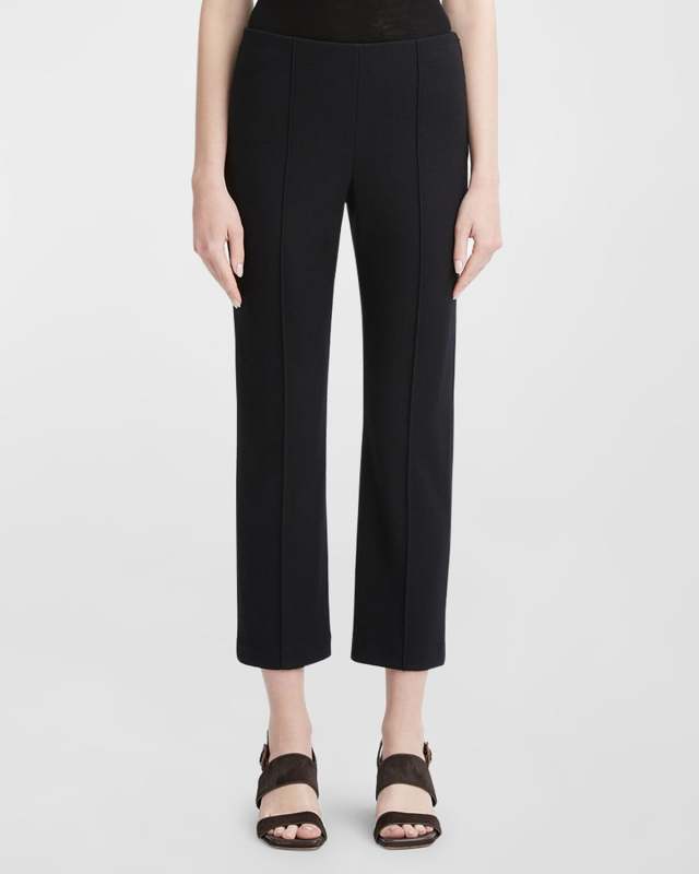 Mid-Rise Stitched Wool Kick-Flare Pants