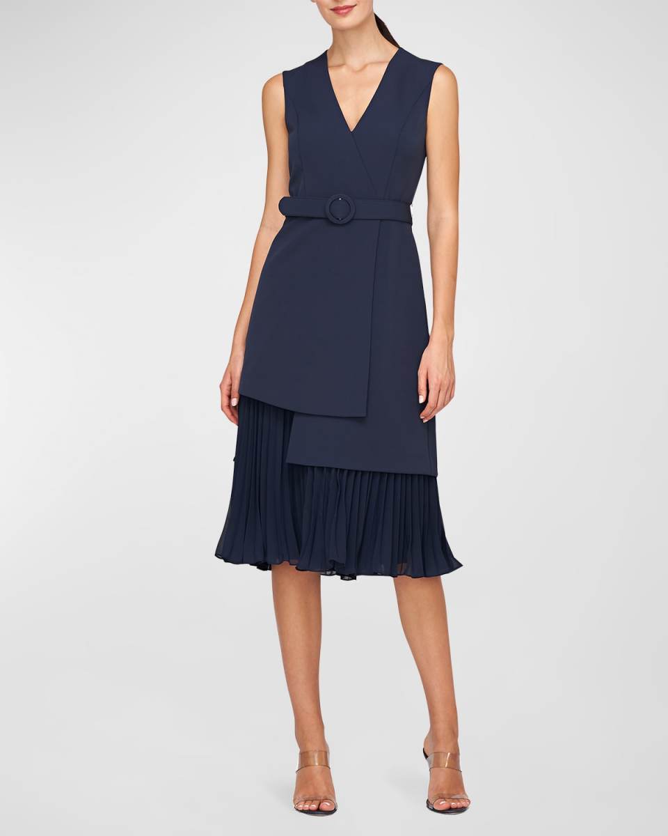 Nadia Sleeveless Belted A-Line Midi Dress
