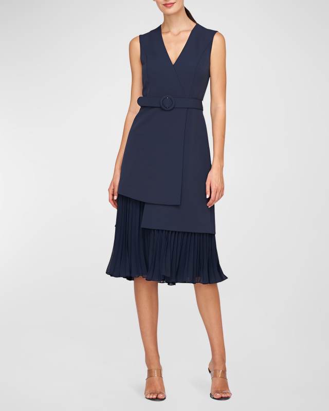 Nadia Sleeveless Belted A-Line Midi Dress