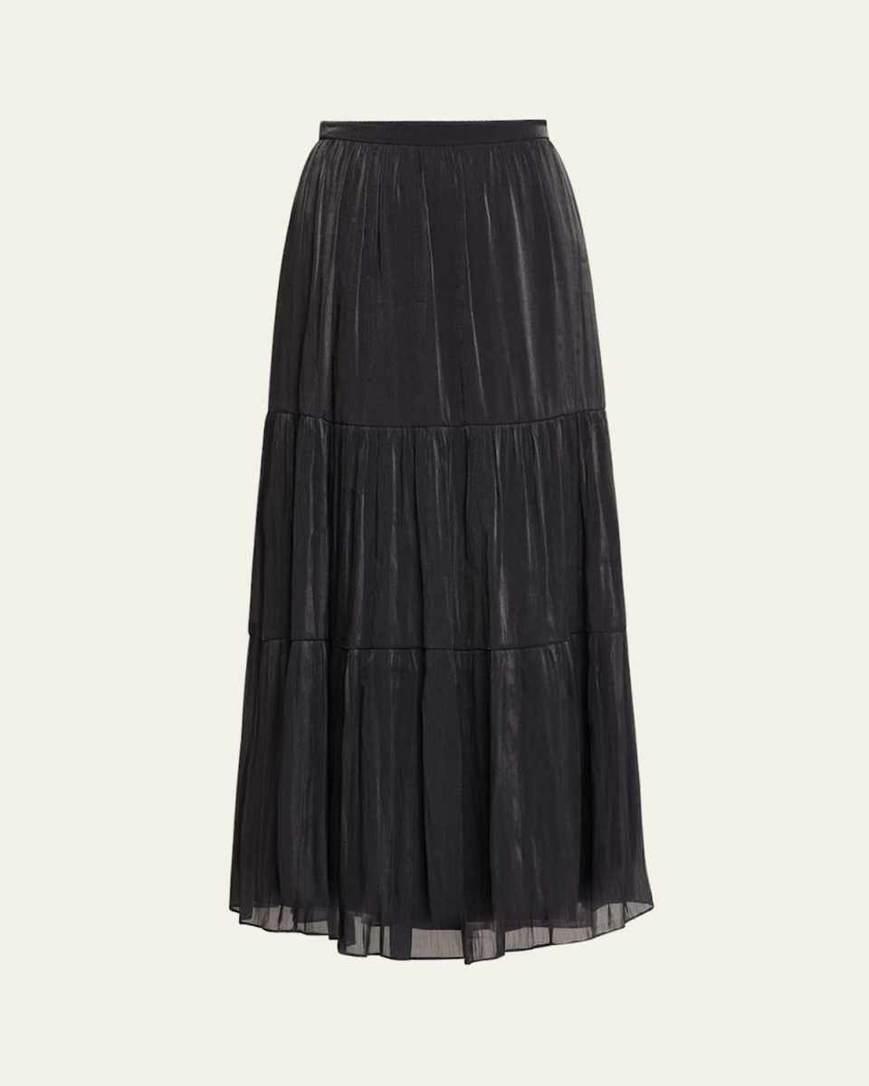 Marella Tiered Metallic Shimmer Maxi Skirt
