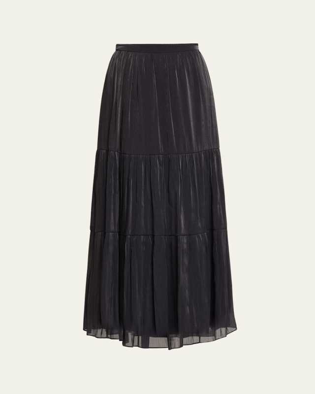 Marella Tiered Metallic Shimmer Maxi Skirt