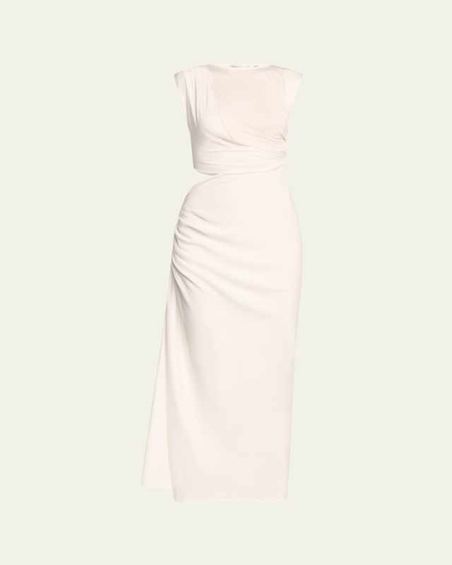 Ribbed Twist Tank Drape Cutout Dress