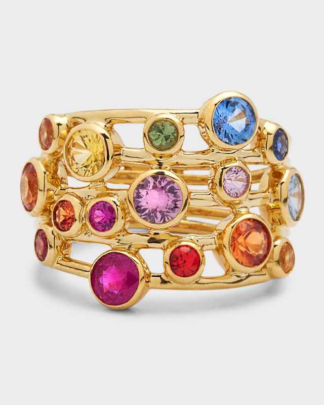 18K Lollipop Constellation Ring in Sapphire Rainbow, Size