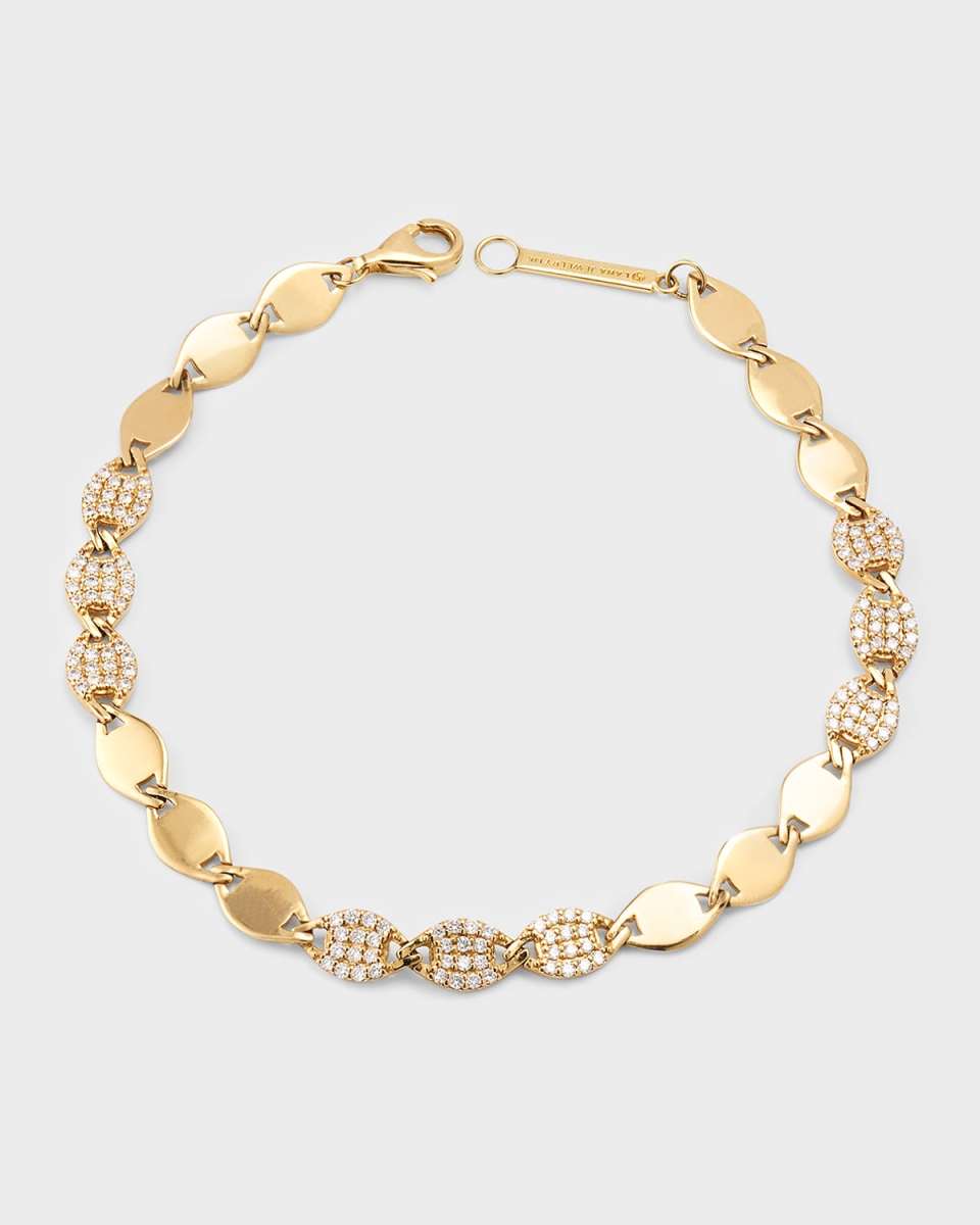 14k Gold Alternating Diamond Link Bracelet