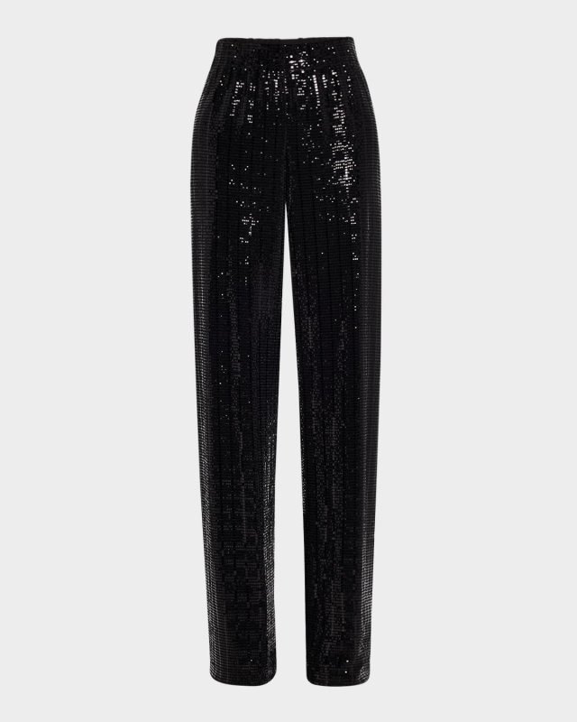 Elba Sequined Straight-Leg Pants