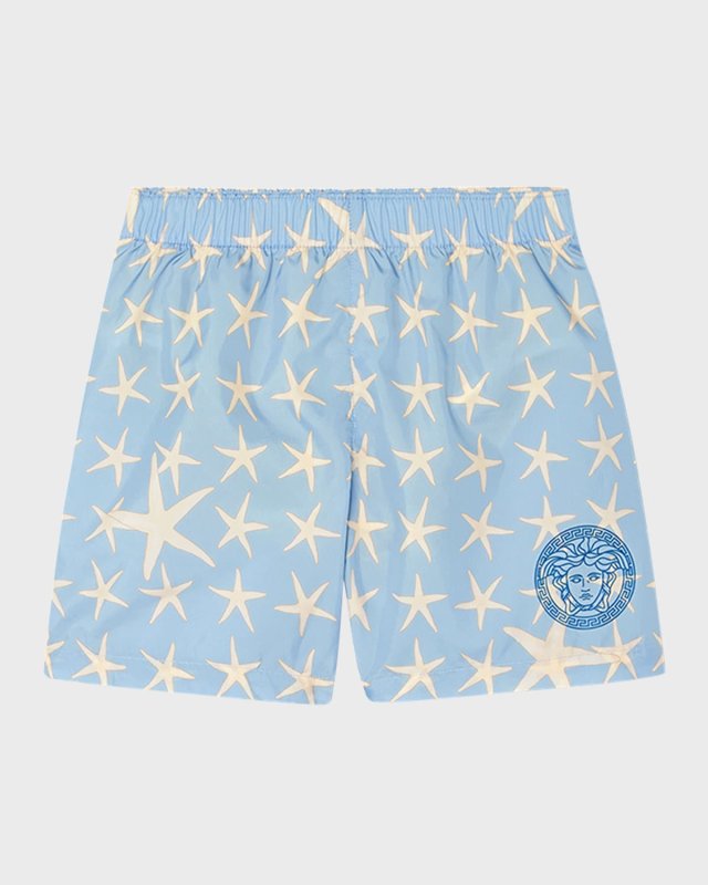 Boy's Starfish-Print Swim Shorts, Size 4-