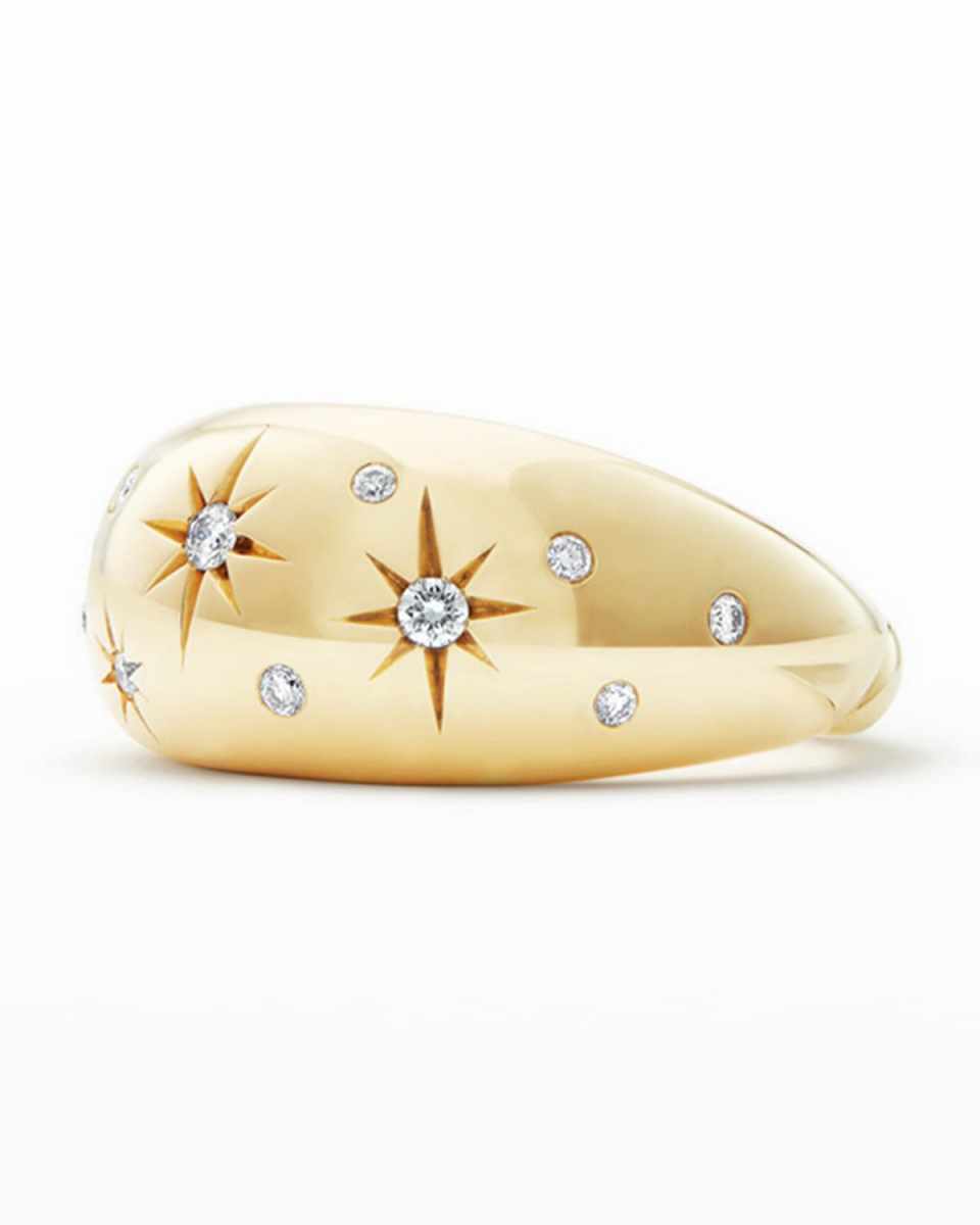 11mm Pure Form 18K Gold Diamond Star Ring, Size 7