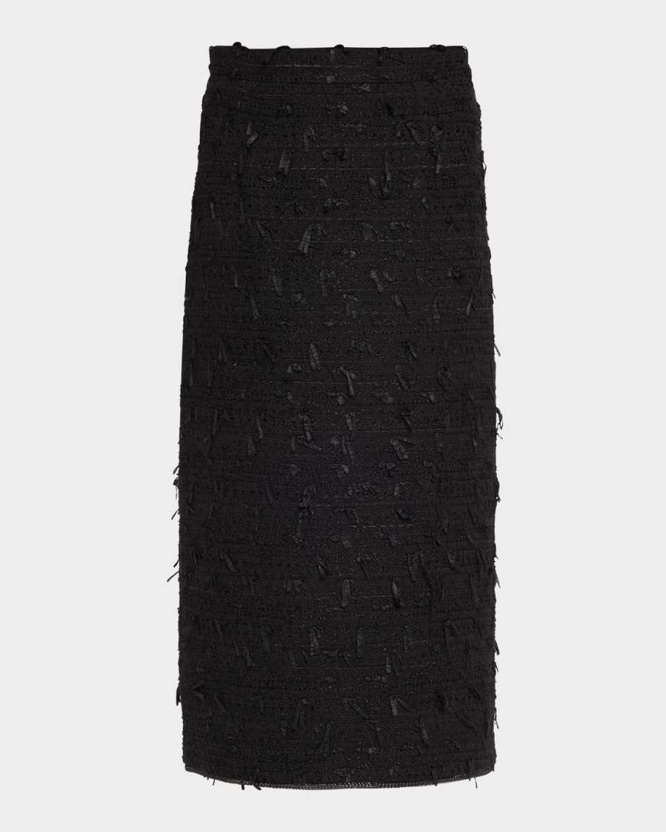 Mayson Frayed Tweed Midi Skirt