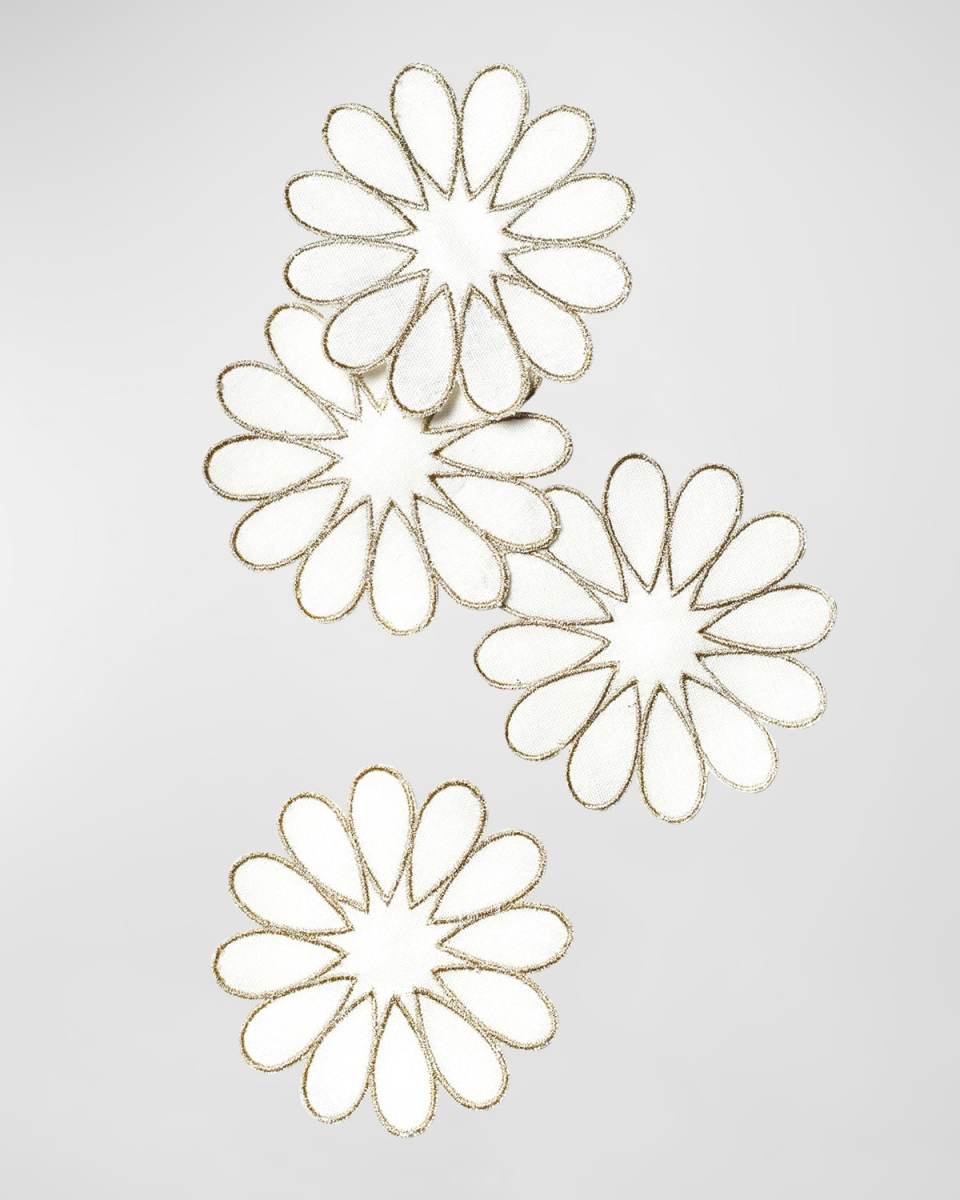 Deco Golden Scallop Cocktail Napkins, Set of 4