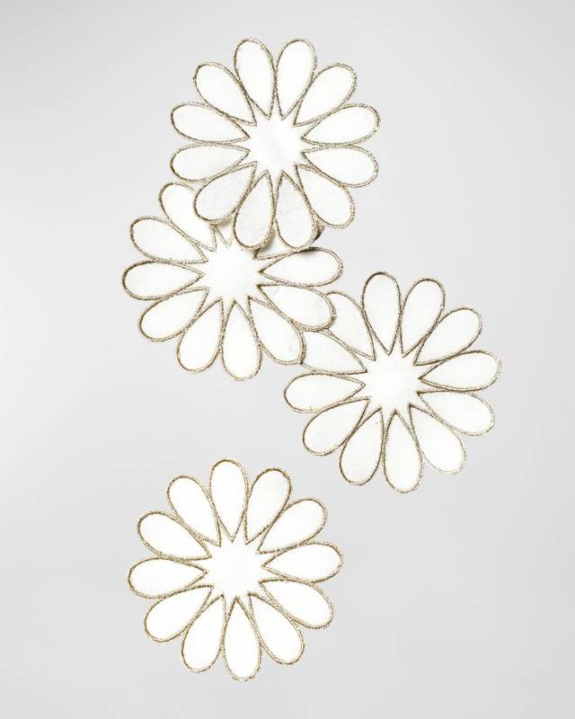 Deco Golden Scallop Cocktail Napkins, Set of 4