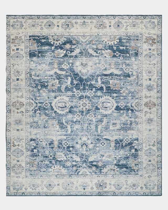 Vintage Loom Blue & Beige Rug, 6' x 9'
