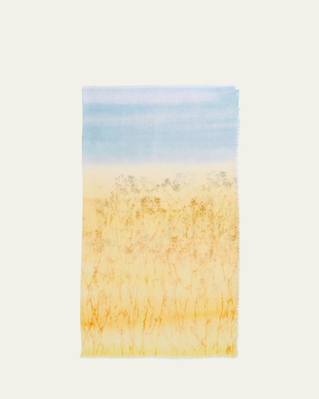 Marfa-Print Square Cotton-Silk Scarf