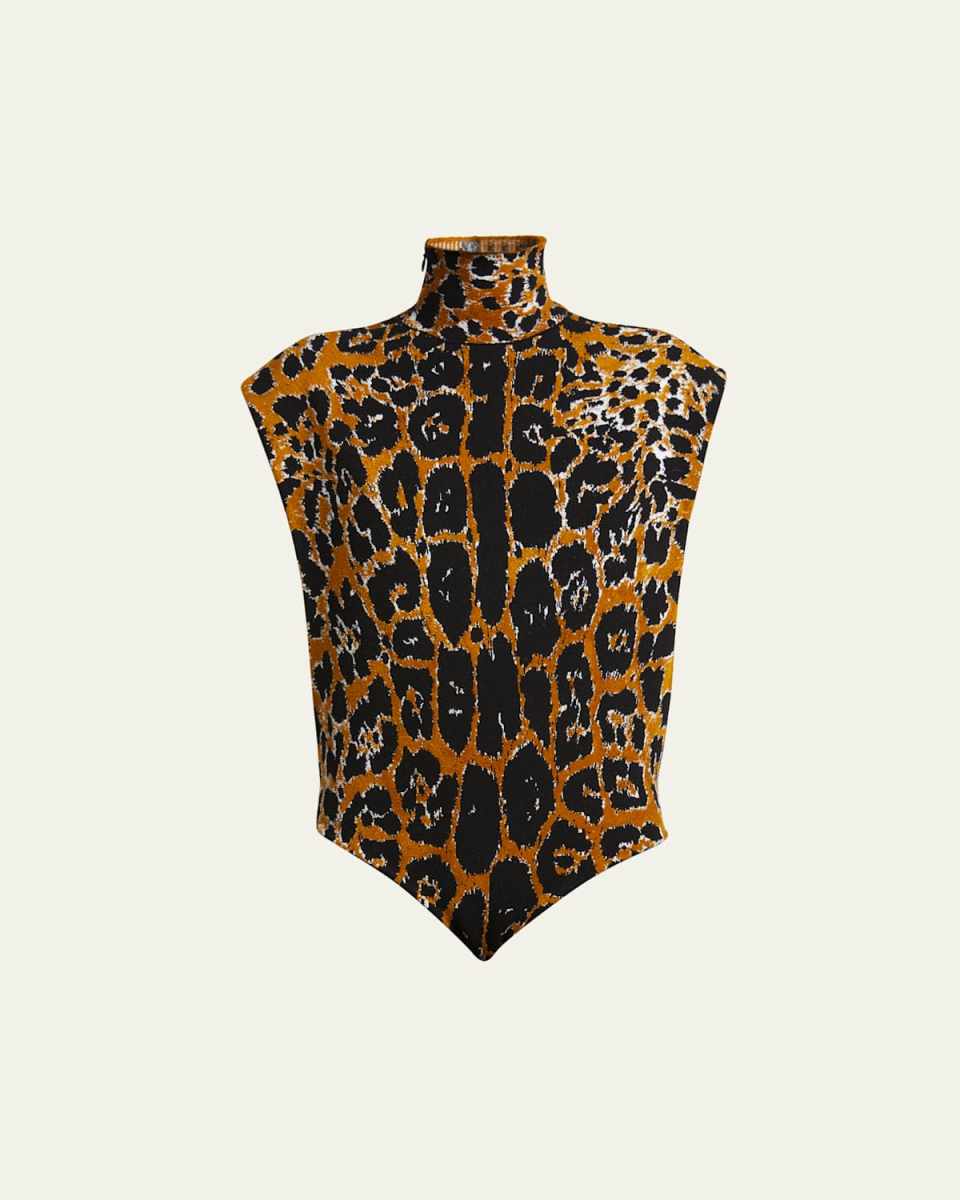 Leopard Jacquard Boxy Knit Top