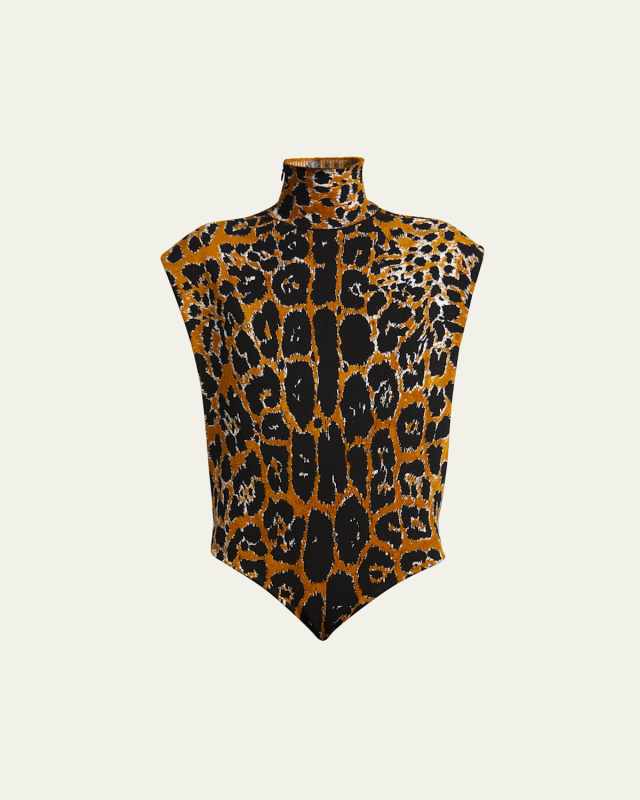 Leopard Jacquard Boxy Knit Top