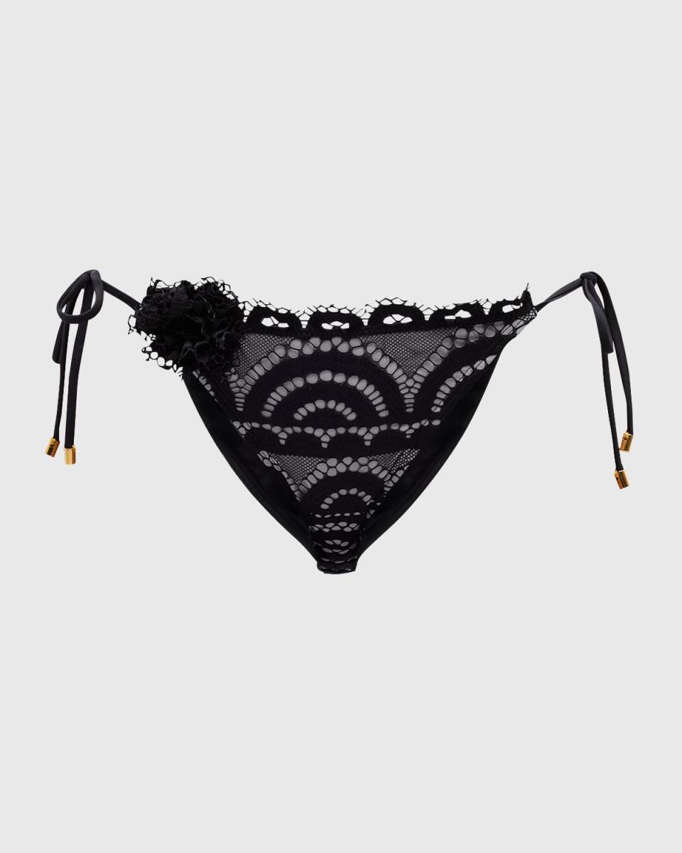 Rosette Lace Side-Tie Bikini Bottoms