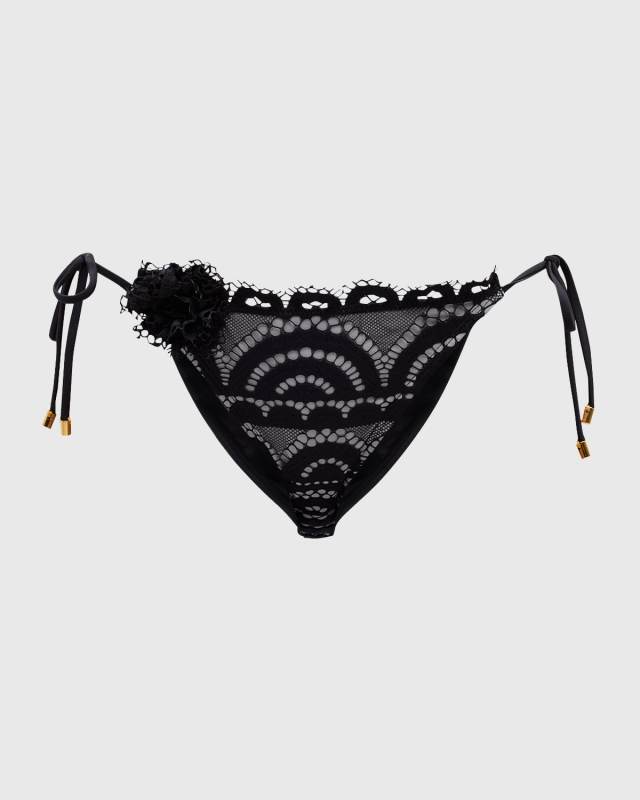 Rosette Lace Side-Tie Bikini Bottoms