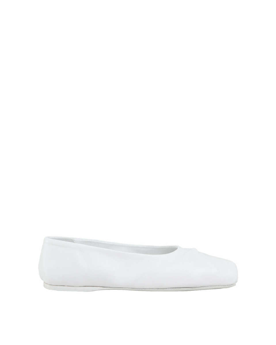 White Nappa Leather Seamless Little Bow Ballet Flat
