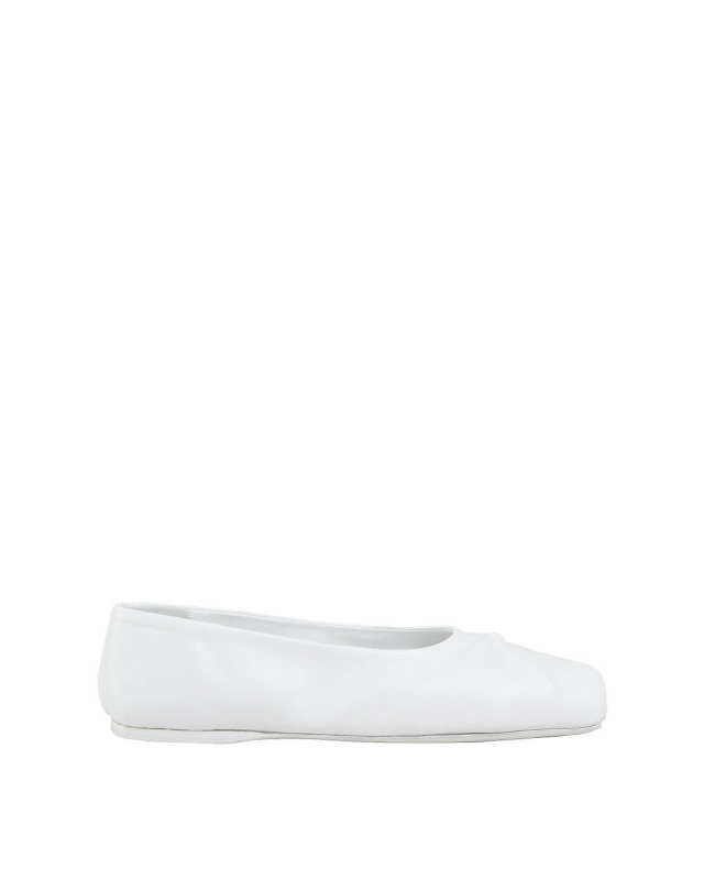 White Nappa Leather Seamless Little Bow Ballet Flat