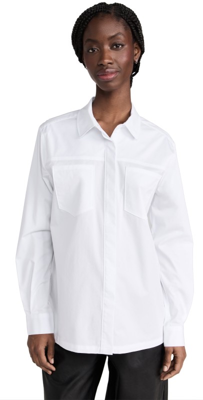 Good American Slit Back Poplin Shirt White001