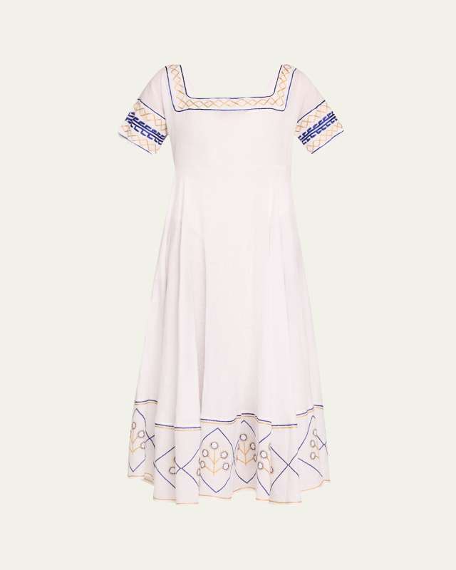 Allegria Short-Sleeve Midi Dress