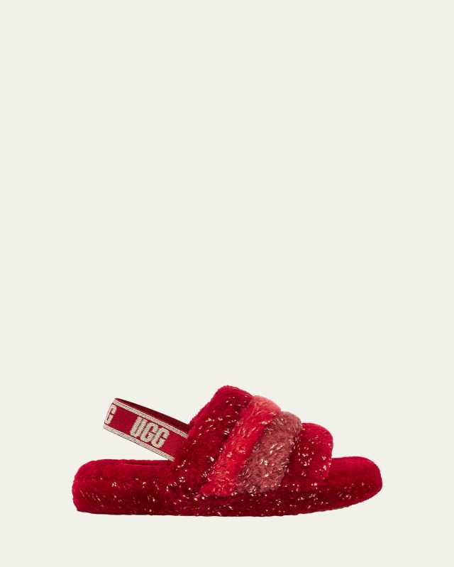 Girl's Fluff Yeah Metallic Sparkle Quilted Slippers, Kids
