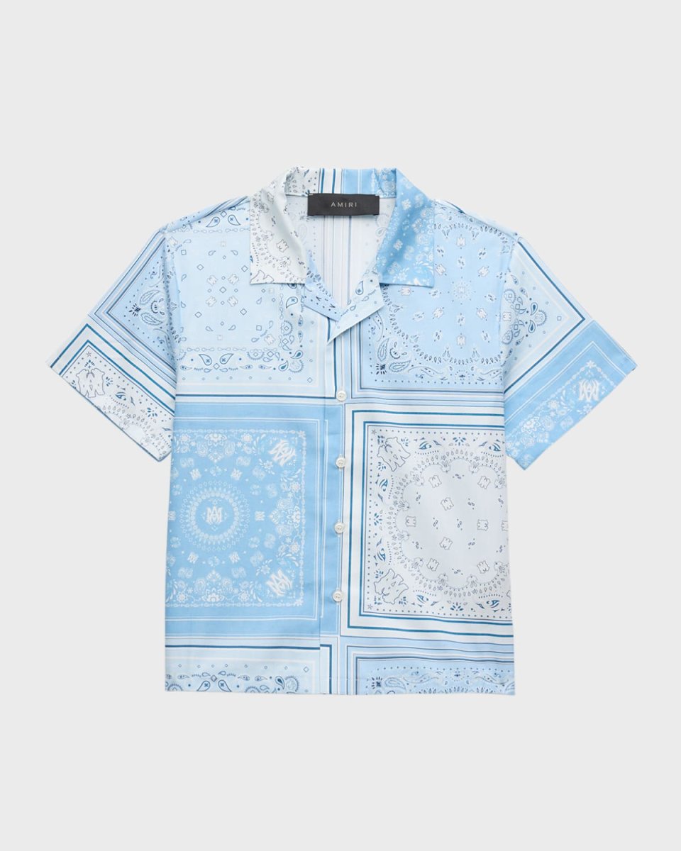 Boy's Bandana-Print Button Down Shirt, Size 4-12