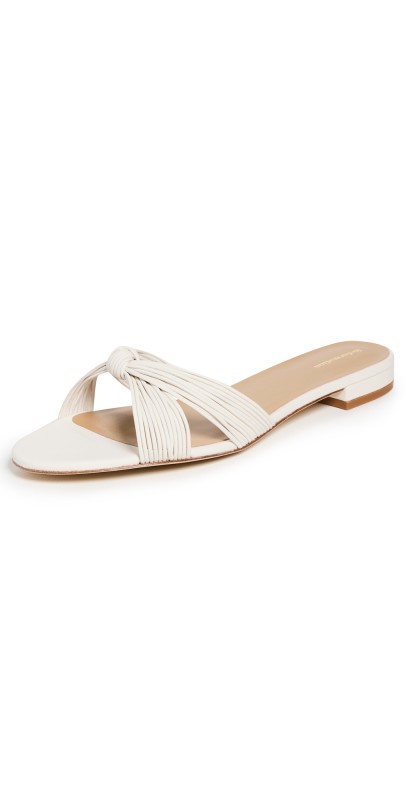 Reformation Peridot Mignon Knot Flat Sandals White