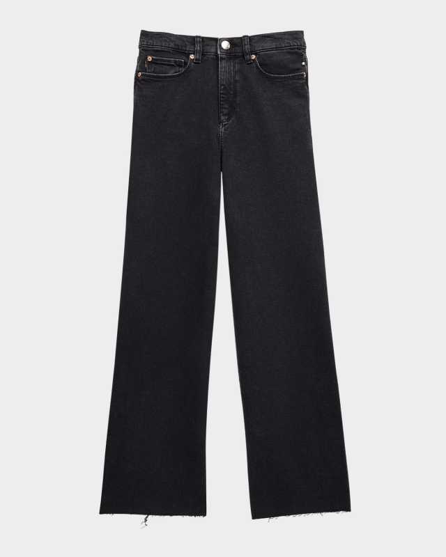 Girl's Lily Wide Leg Raw Edge Jeans, Size 7-14
