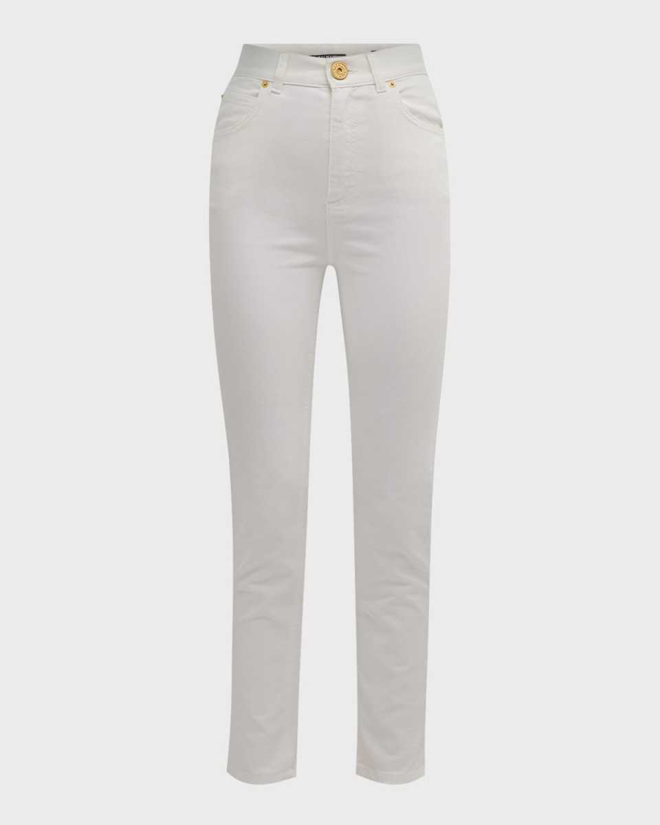 Five-Pocket High-Waist Slim Denim Crop Pants
